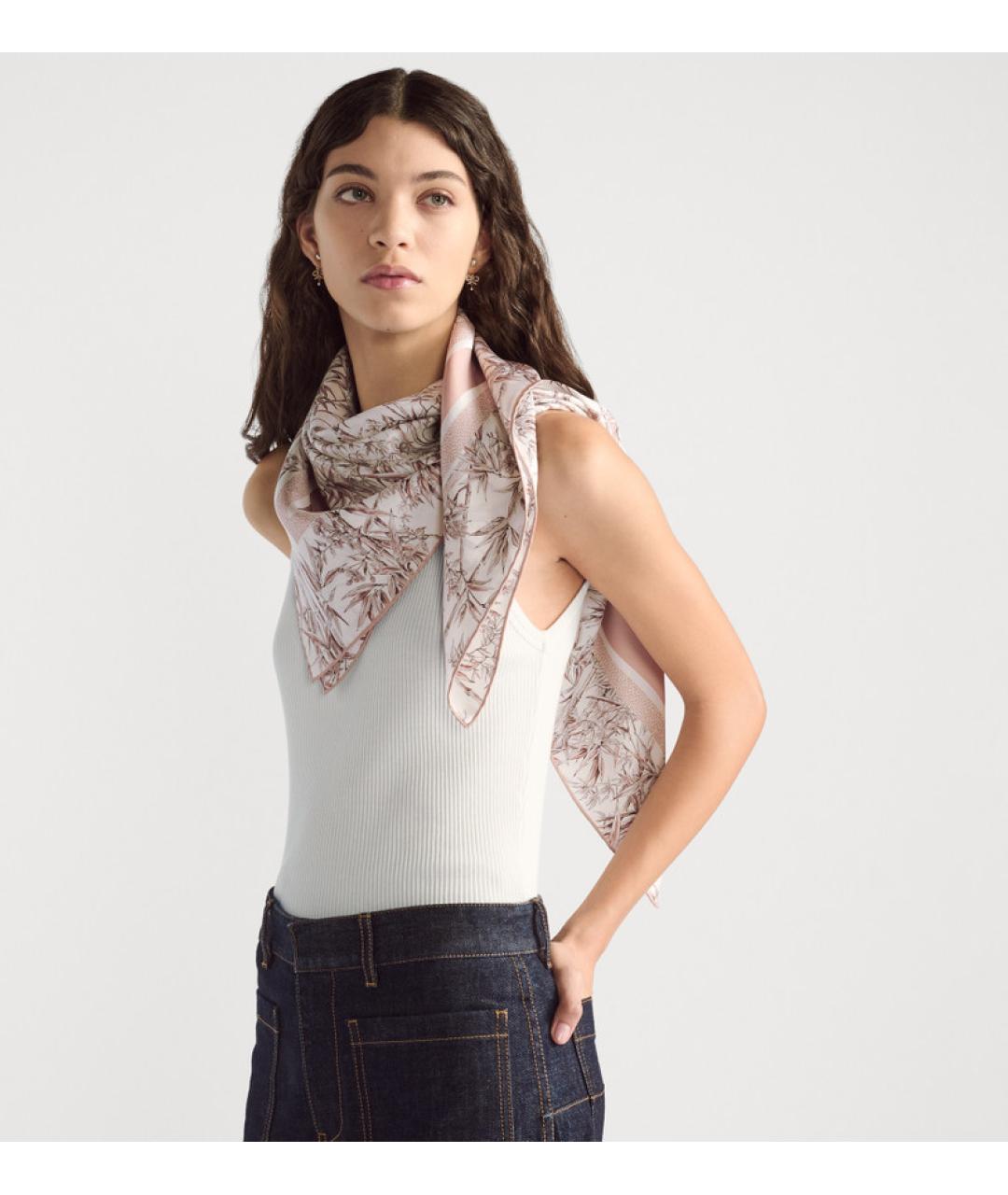 CHRISTIAN DIOR Розовый шелковый платок, фото 2