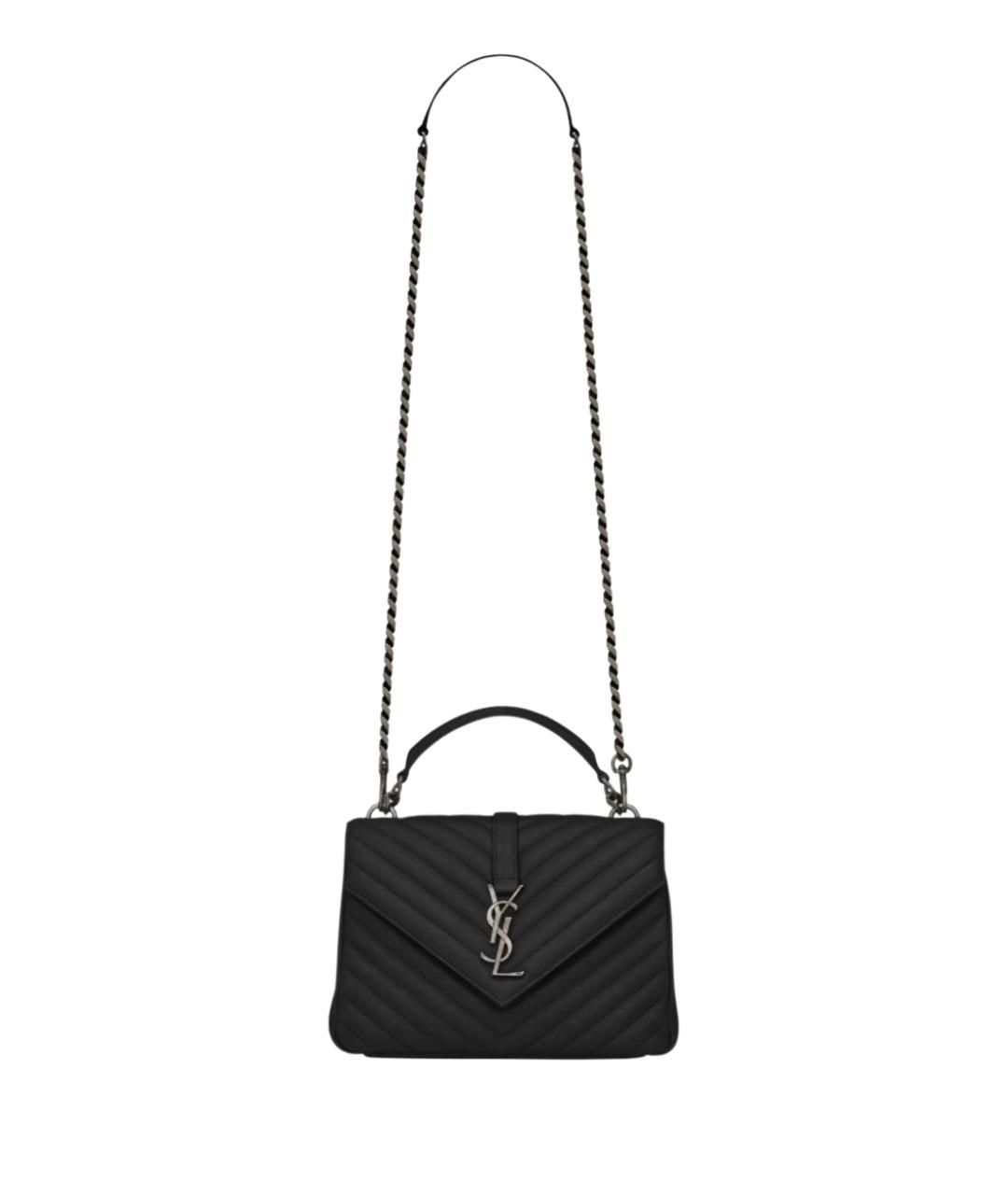 SAINT LAURENT Черная кожаная сумка с короткими ручками, фото 1