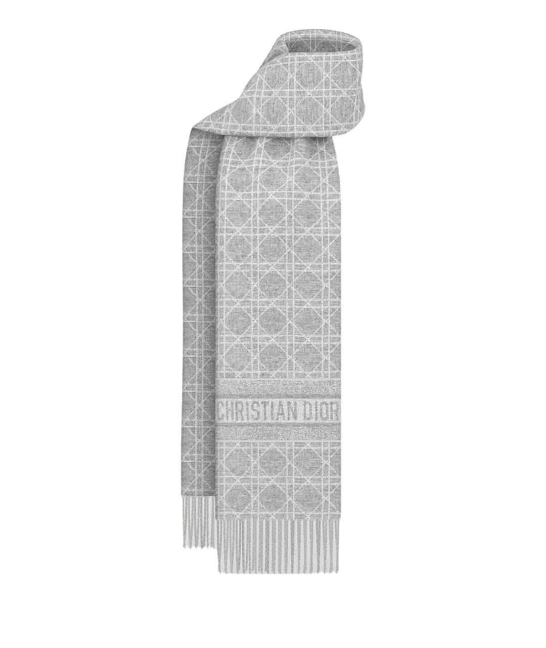 CHRISTIAN DIOR Серый кашемировый шарф, фото 1