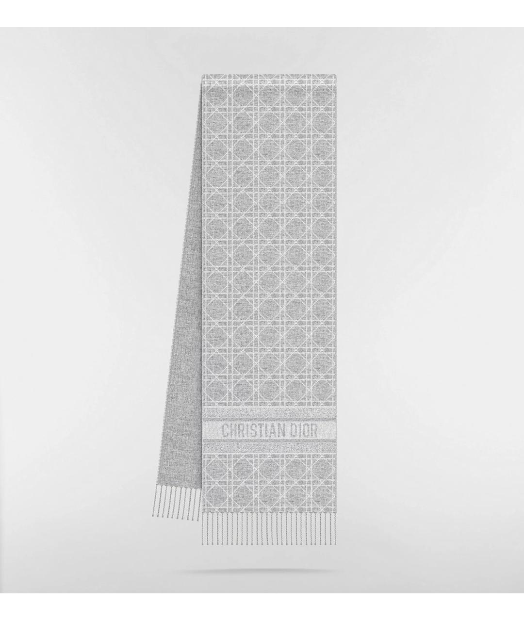 CHRISTIAN DIOR Серый кашемировый шарф, фото 4