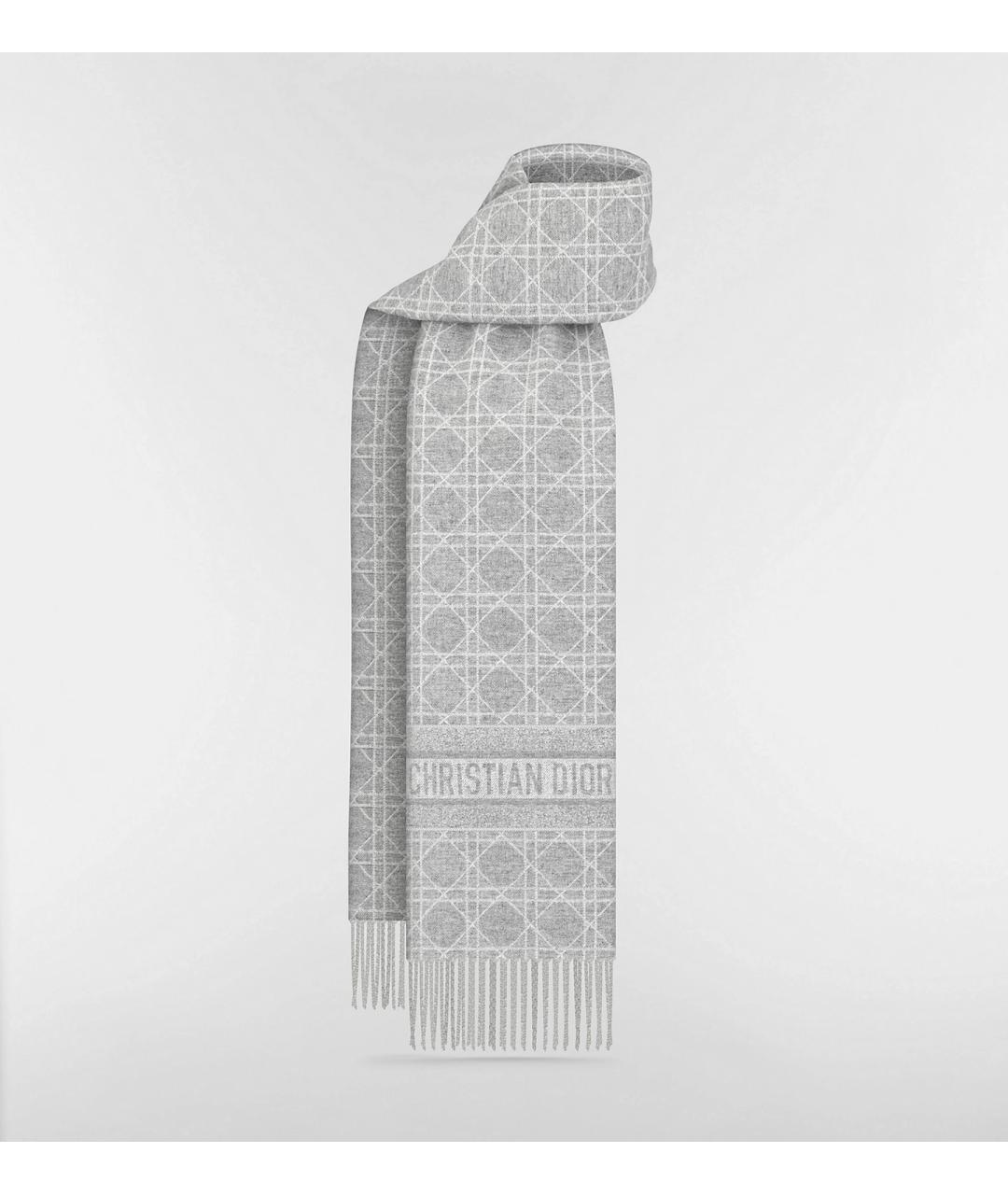 CHRISTIAN DIOR Серый кашемировый шарф, фото 7