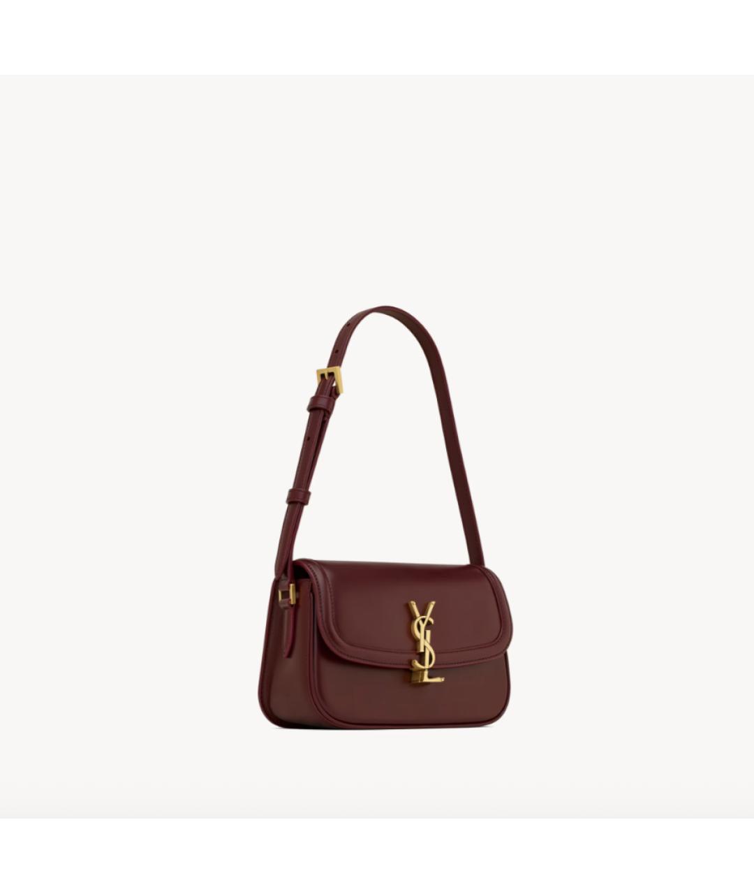 SAINT LAURENT Бордовая кожаная сумка через плечо, фото 6