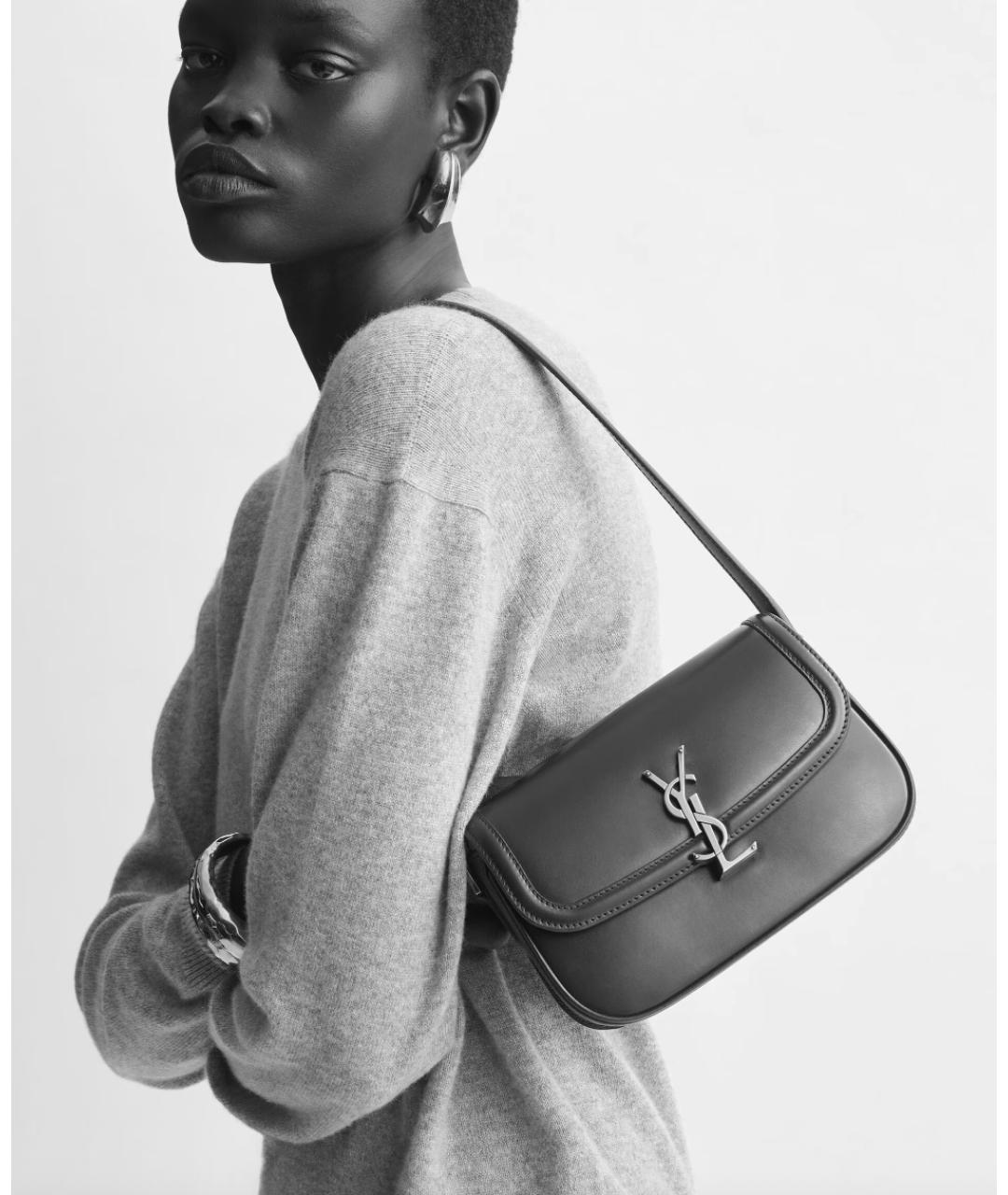 SAINT LAURENT Бордовая кожаная сумка через плечо, фото 2