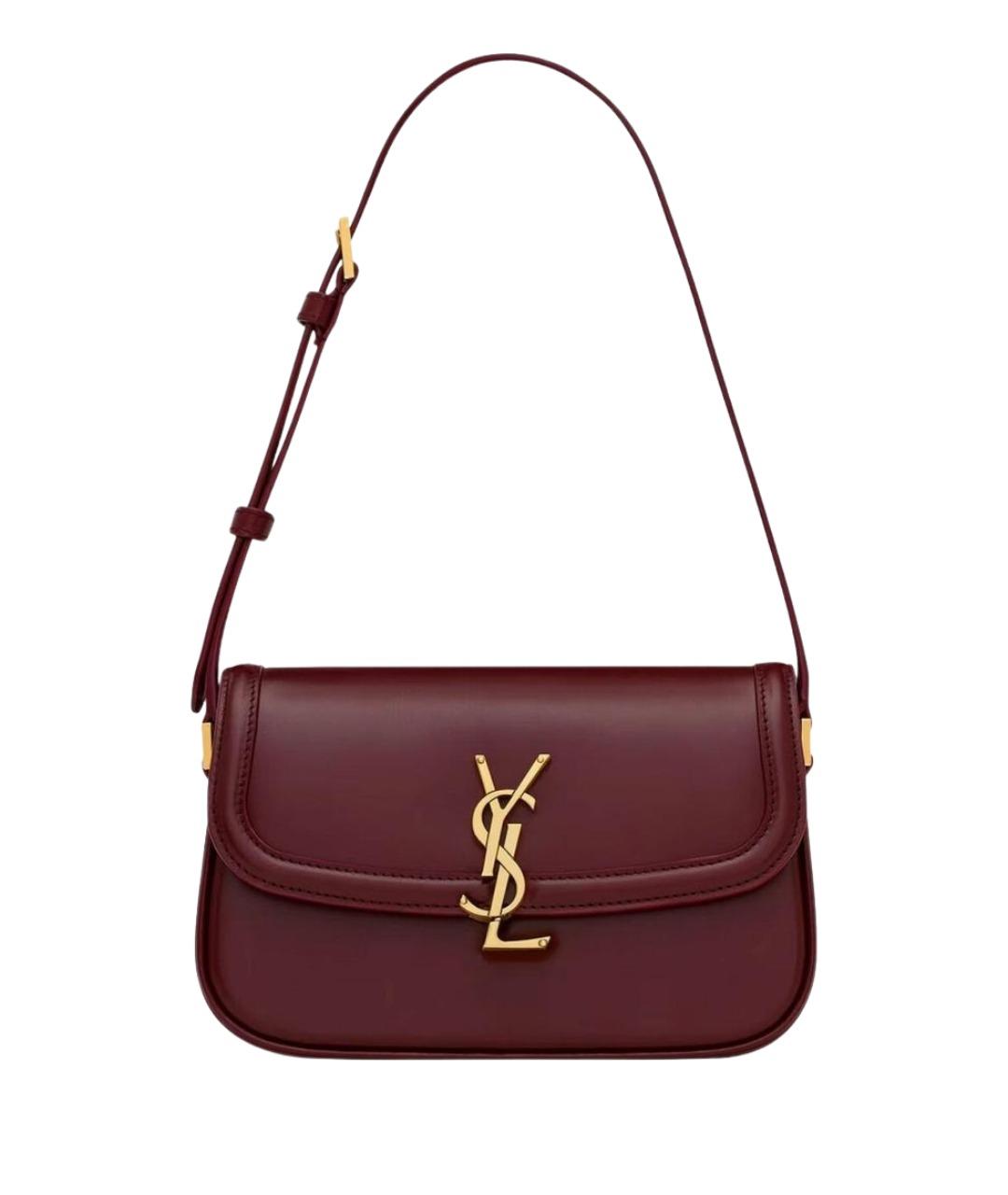 SAINT LAURENT Бордовая кожаная сумка через плечо, фото 1