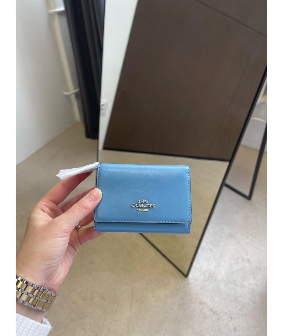 COACH Голубой кожаный кошелек, фото 3