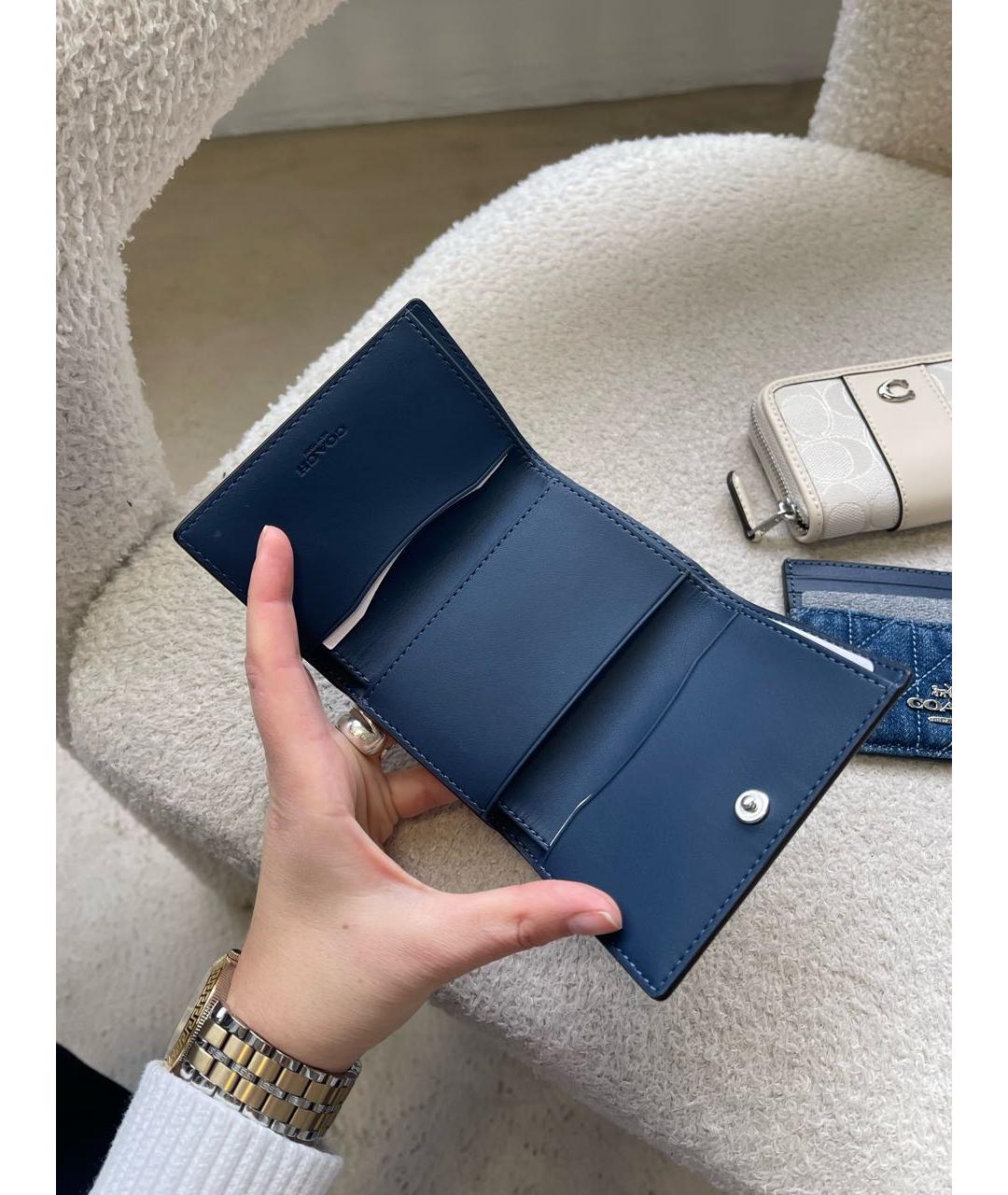 COACH Голубой кожаный кошелек, фото 6