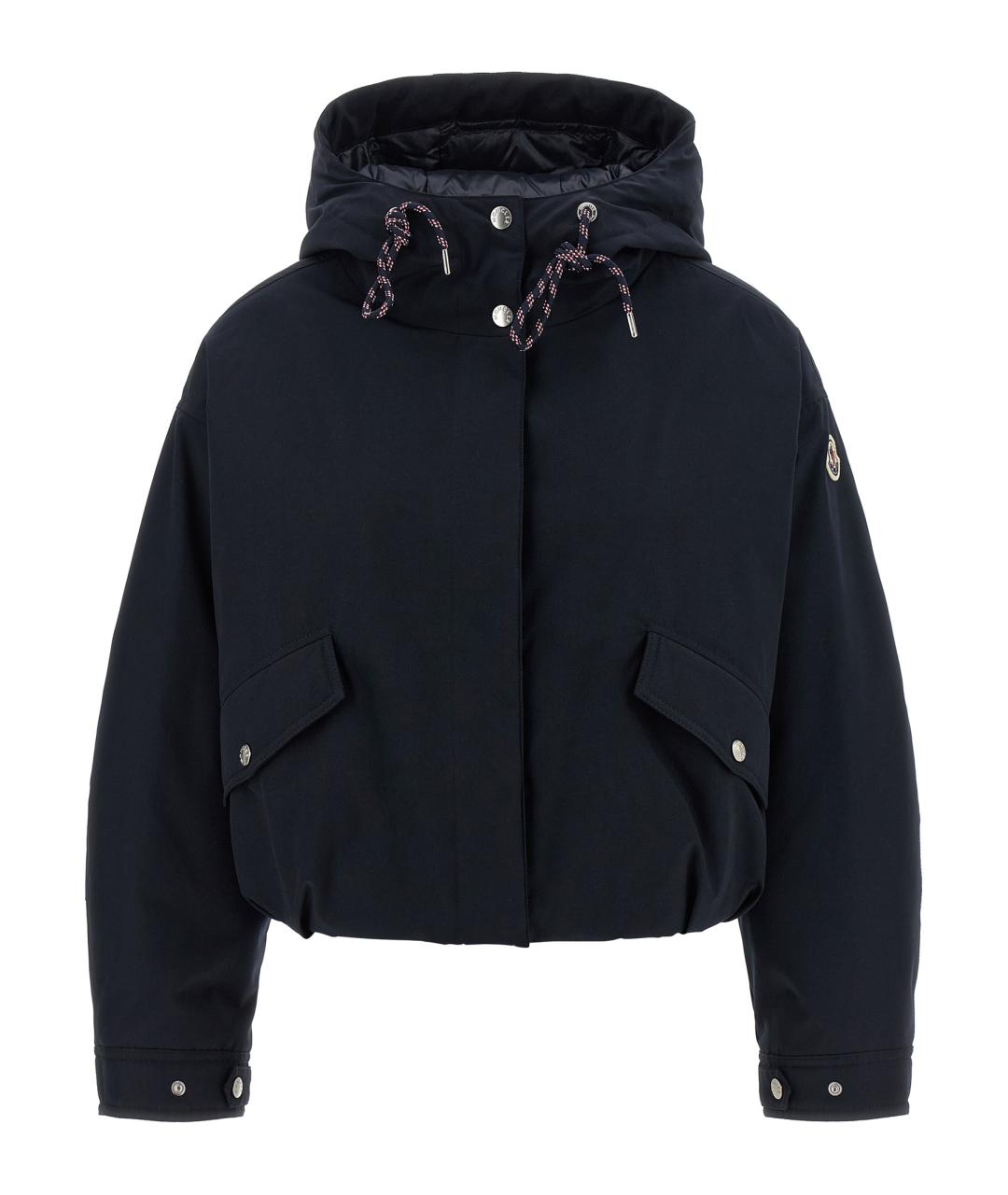 MONCLER Темно-синий полиэстеровый пуховик, фото 1