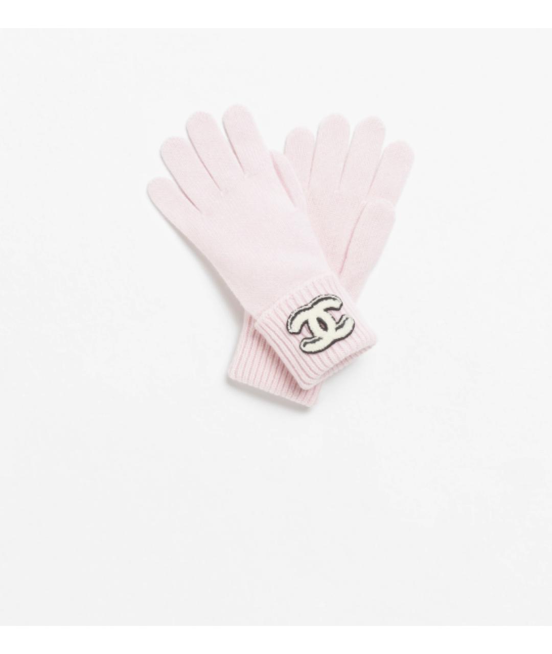 CHANEL Розовые кашемировые перчатки, фото 3