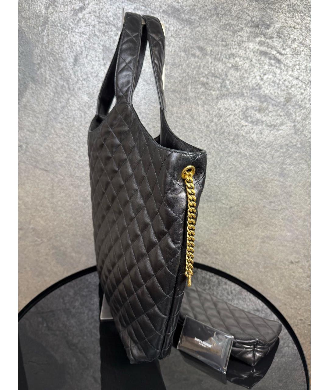 SAINT LAURENT Черная кожаная сумка тоут, фото 2