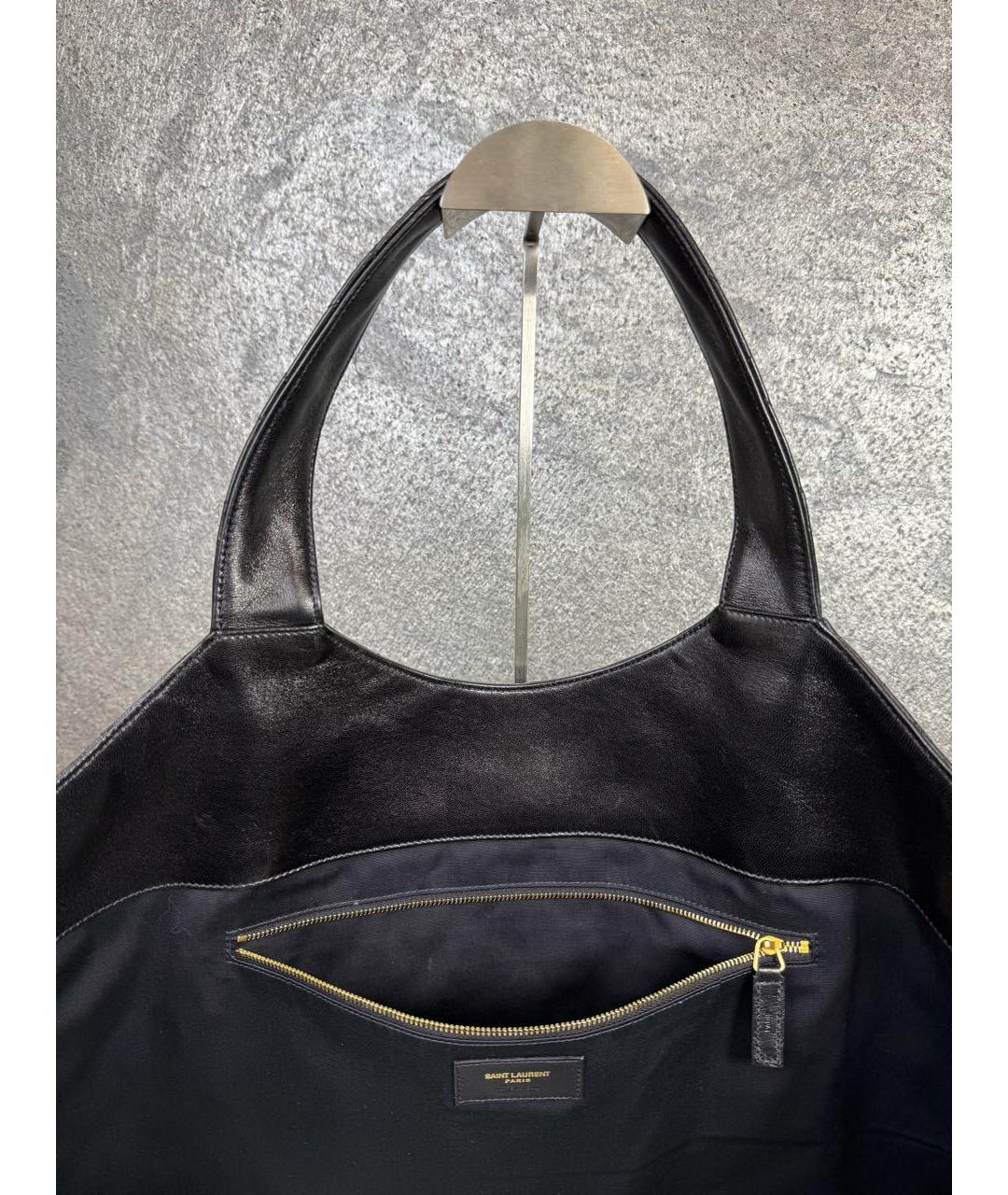 SAINT LAURENT Черная кожаная сумка тоут, фото 4