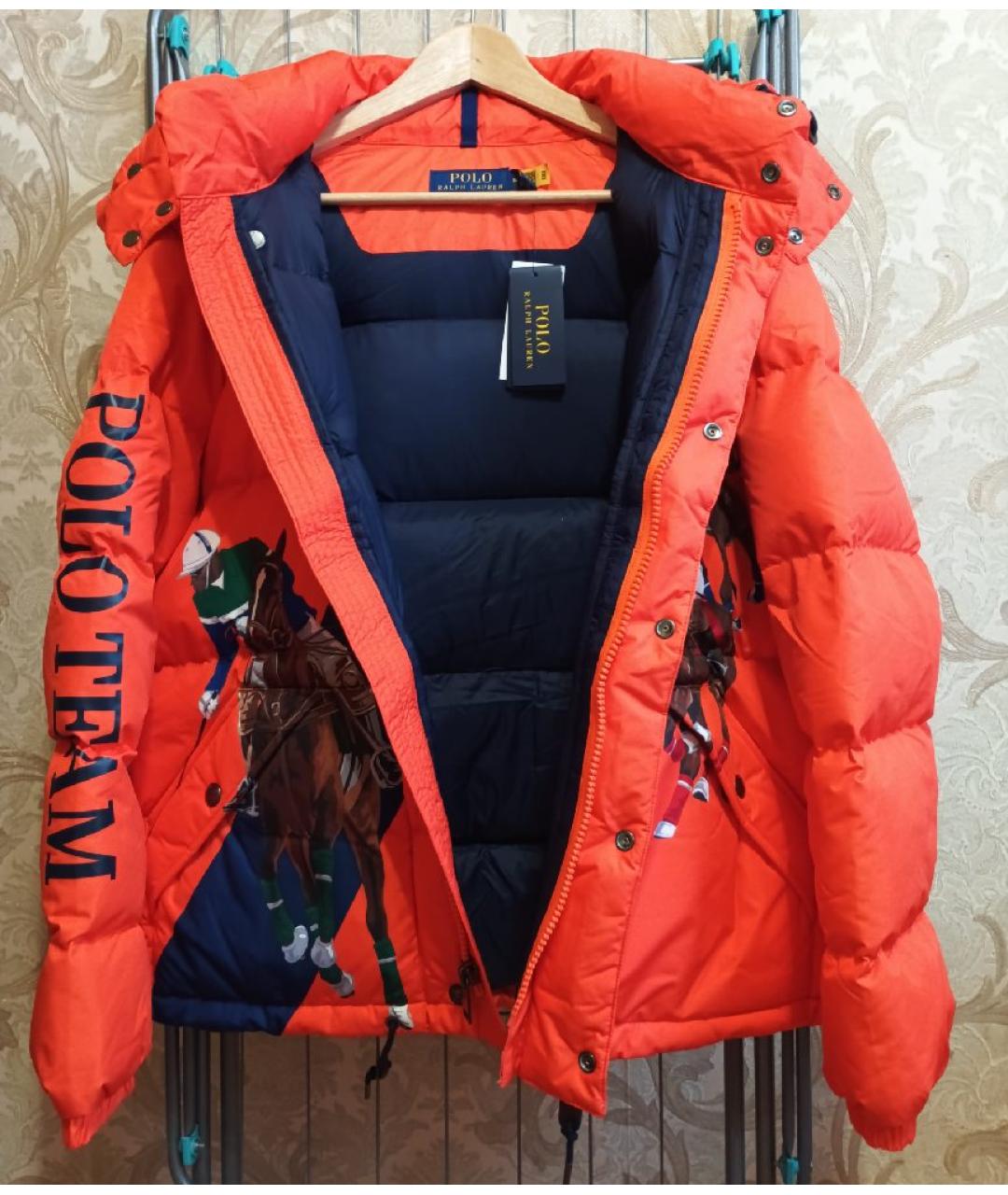 POLO RALPH LAUREN Оранжевый полиэстеровый пуховик, фото 3