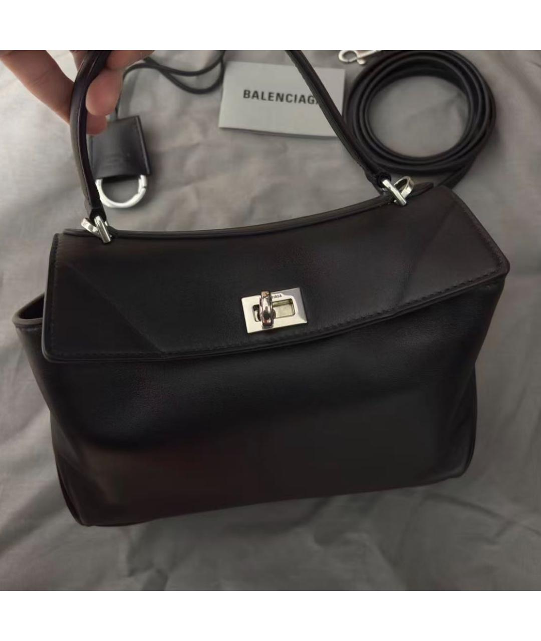 BALENCIAGA Черная кожаная сумка через плечо, фото 2