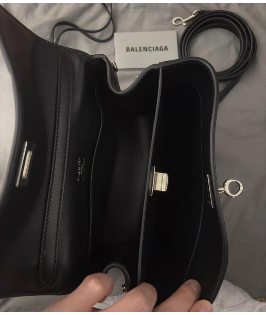 BALENCIAGA Черная кожаная сумка через плечо, фото 5