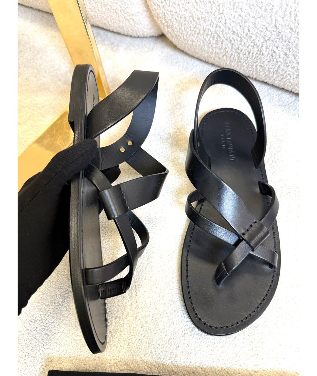 SAINT LAURENT Черные кожаные сандалии, фото 5