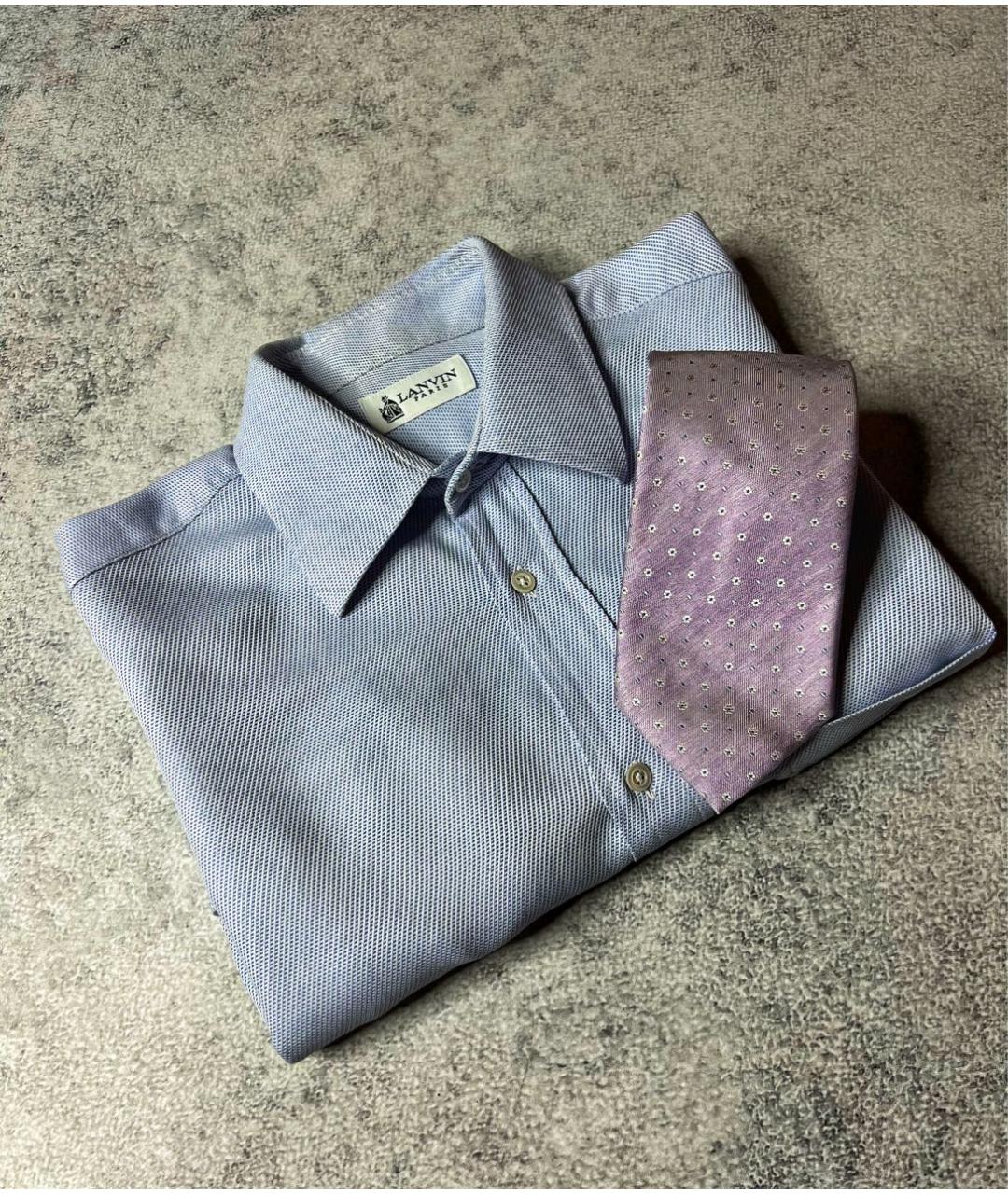 LANVIN Голубая хлопковая классическая рубашка, фото 2