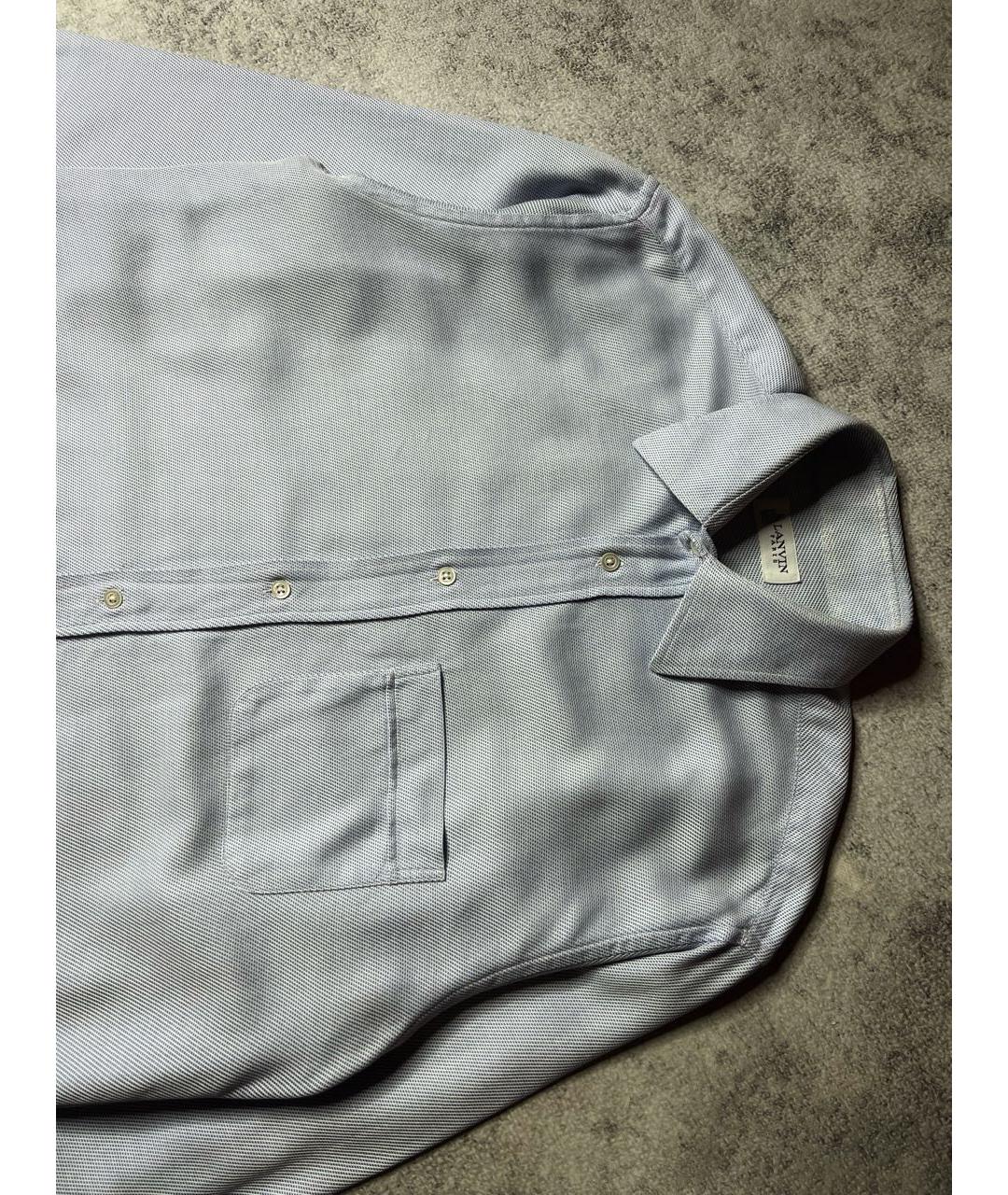 LANVIN Голубая хлопковая классическая рубашка, фото 4