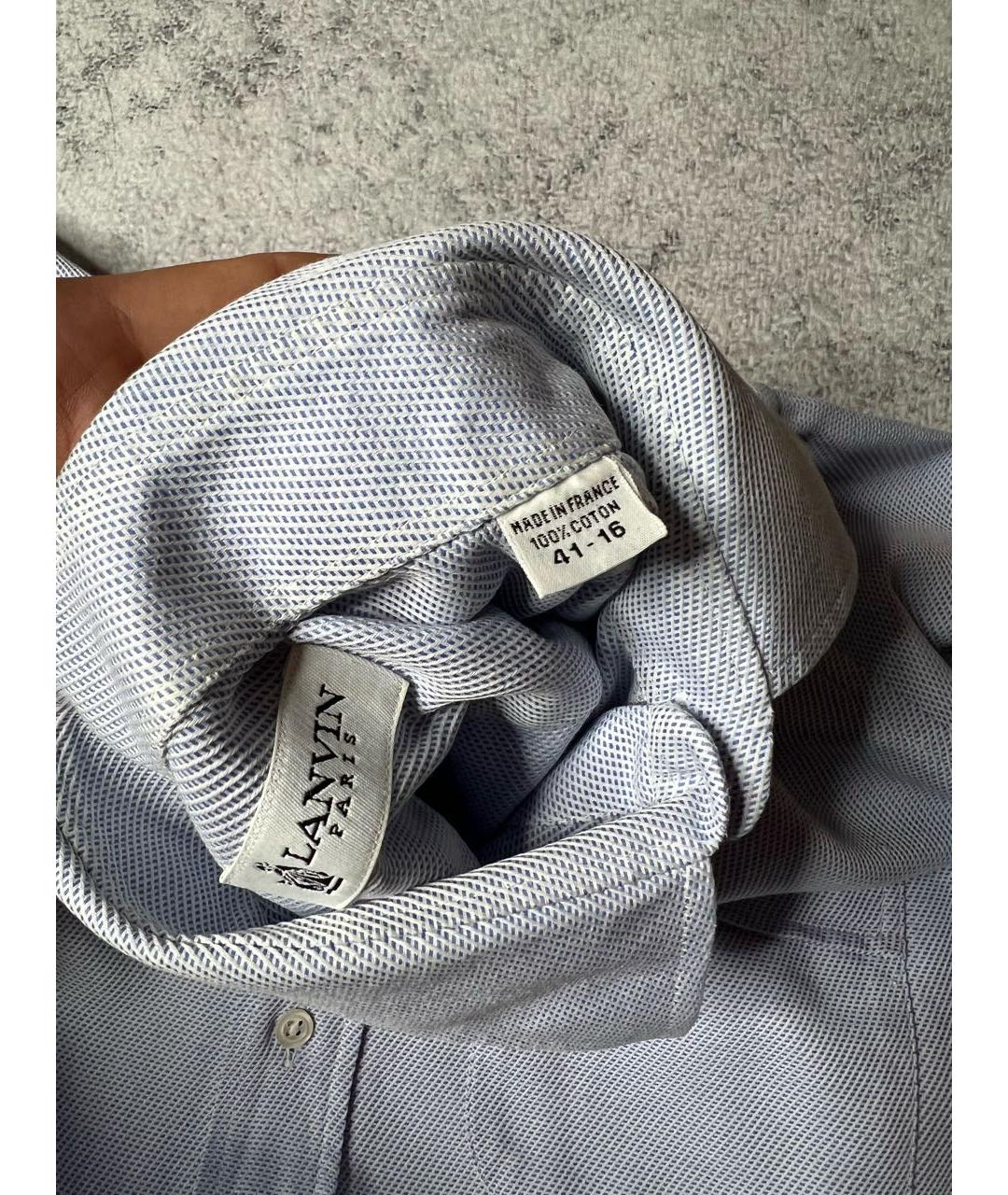 LANVIN Голубая хлопковая классическая рубашка, фото 5