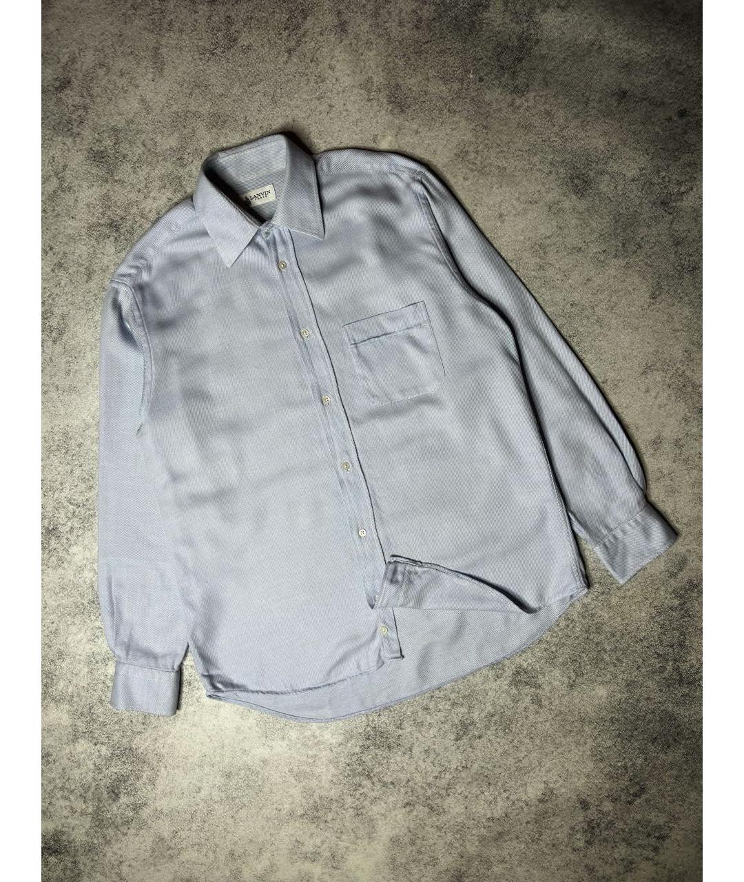 LANVIN Голубая хлопковая классическая рубашка, фото 6
