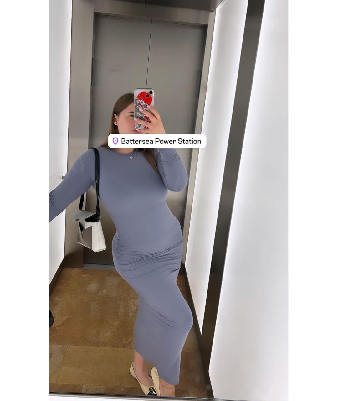 SKIMS Голубое хлопко-эластановое повседневное платье, фото 4