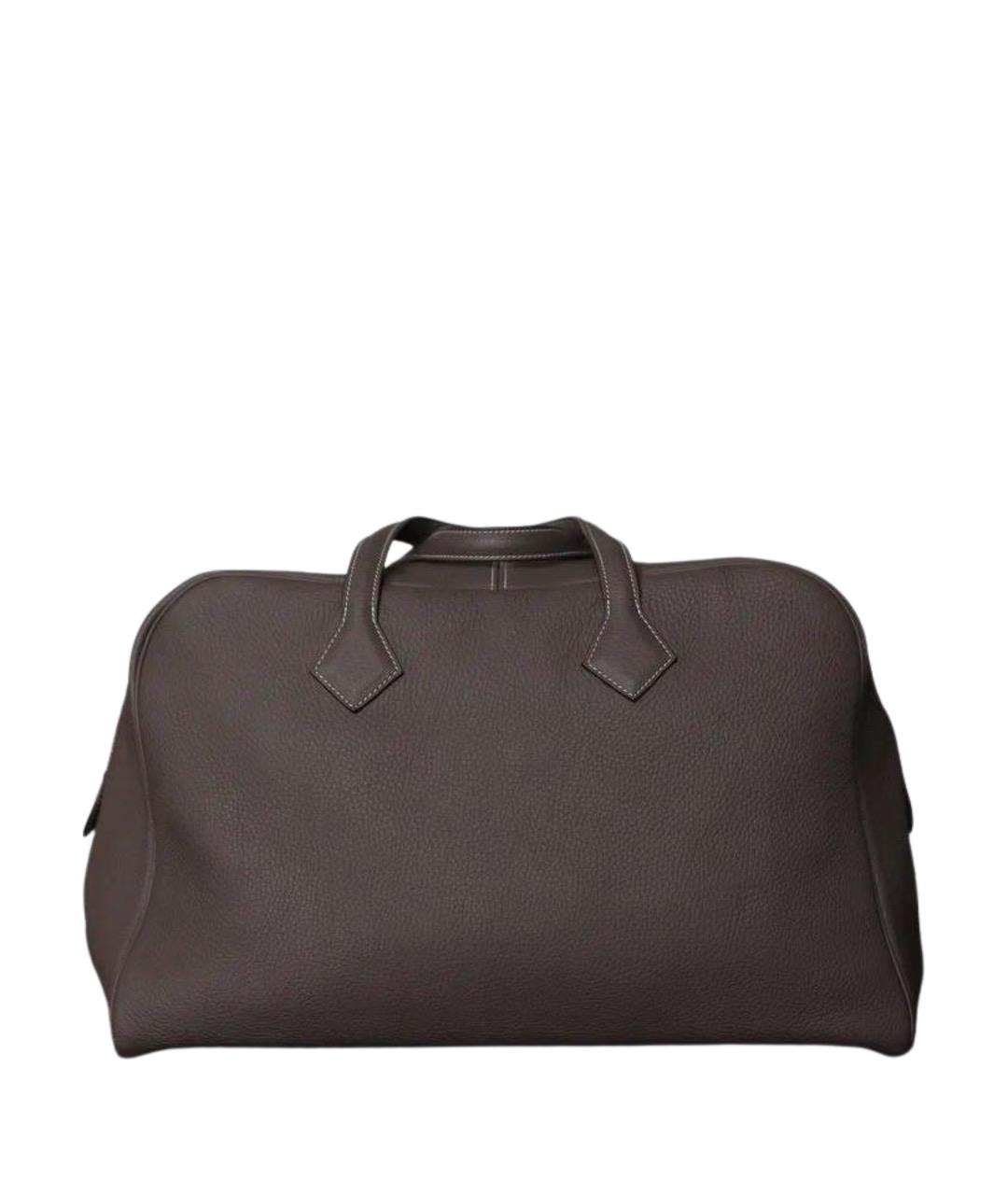 HERMES Серая кожаная дорожная/спортивная сумка, фото 1