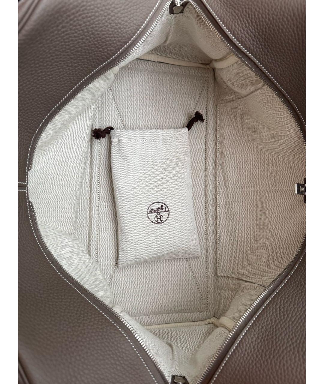 HERMES Серая кожаная дорожная/спортивная сумка, фото 8