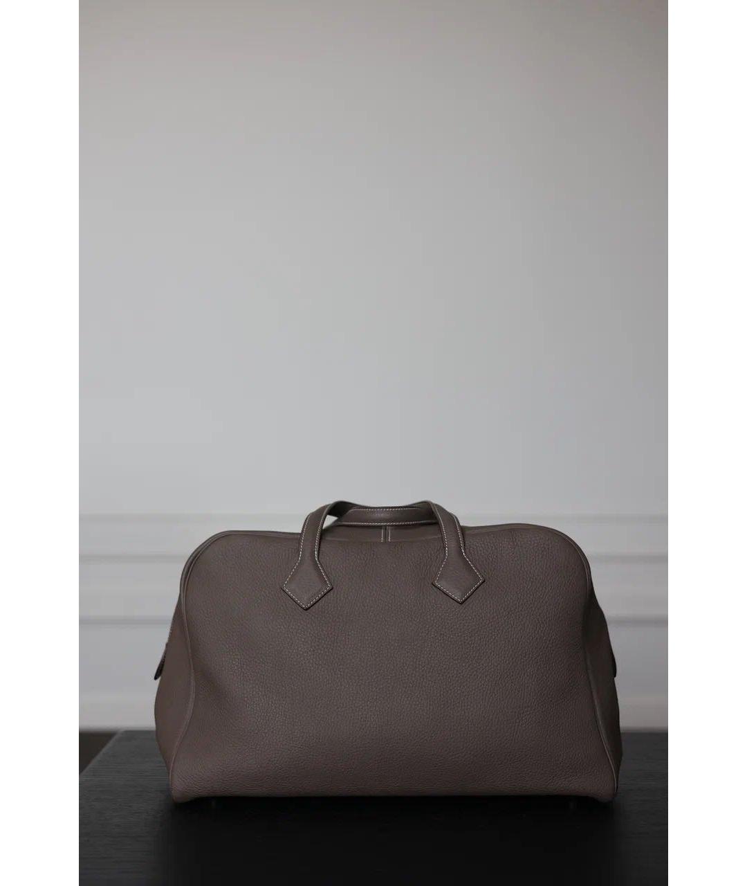 HERMES Серая кожаная дорожная/спортивная сумка, фото 9