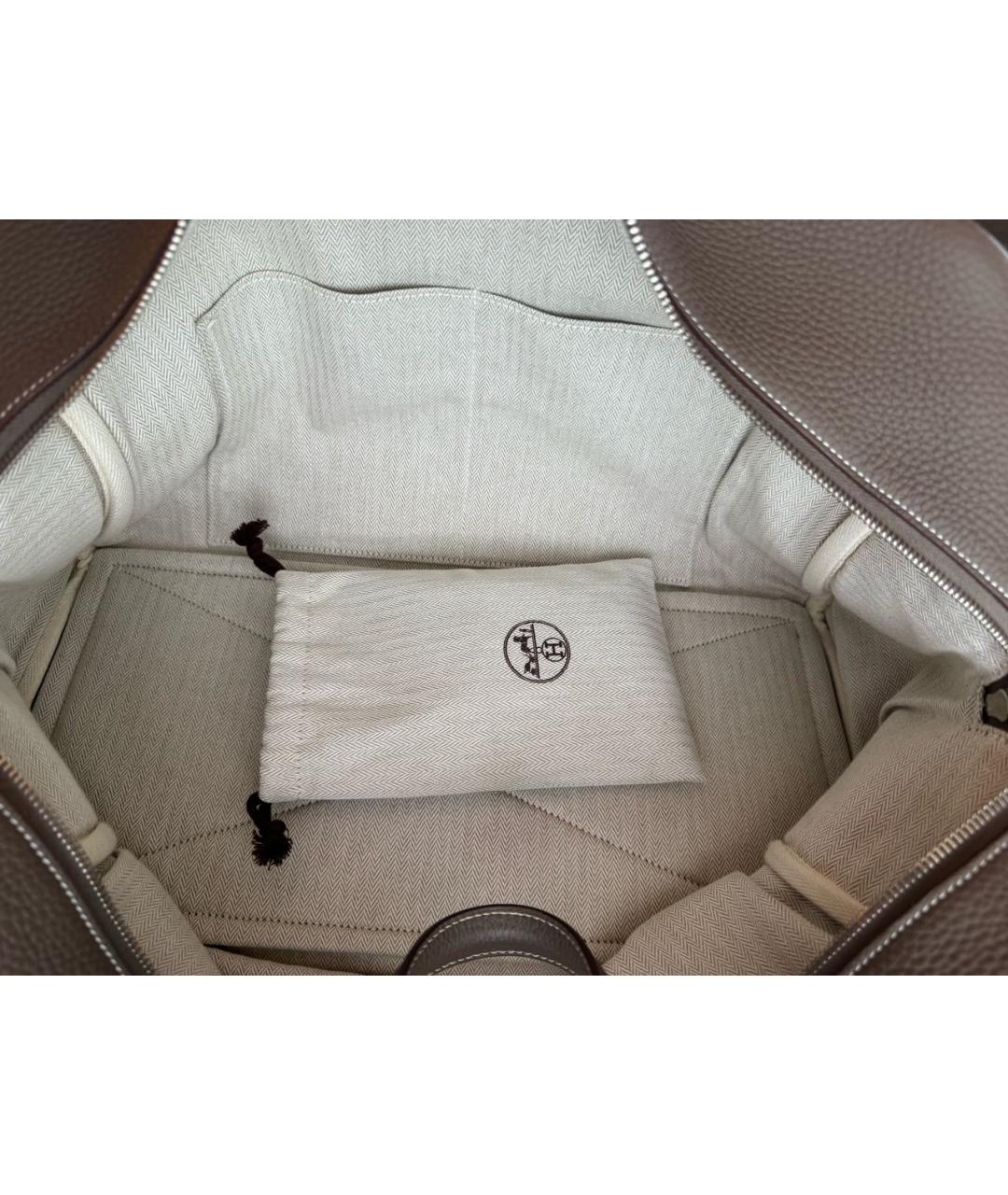 HERMES Серая кожаная дорожная/спортивная сумка, фото 7