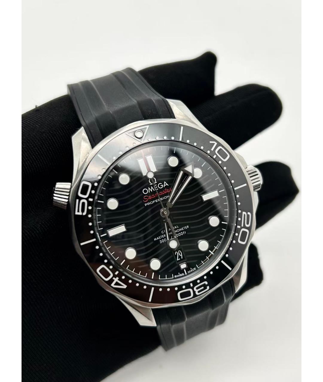 OMEGA Черные часы, фото 2