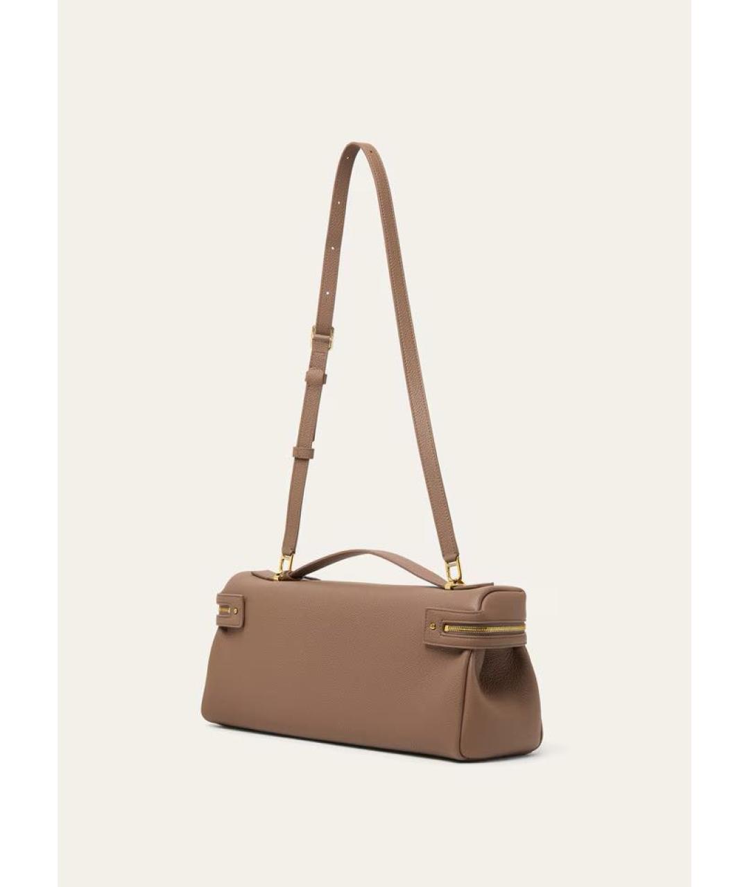 LORO PIANA Коричневая кожаная сумка через плечо, фото 2
