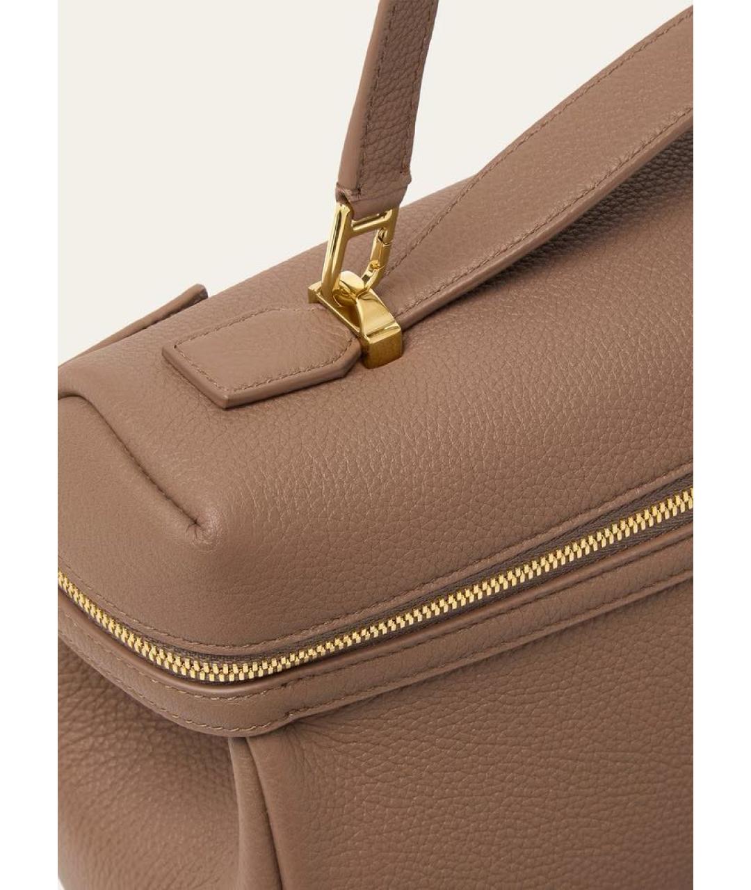 LORO PIANA Коричневая кожаная сумка через плечо, фото 4