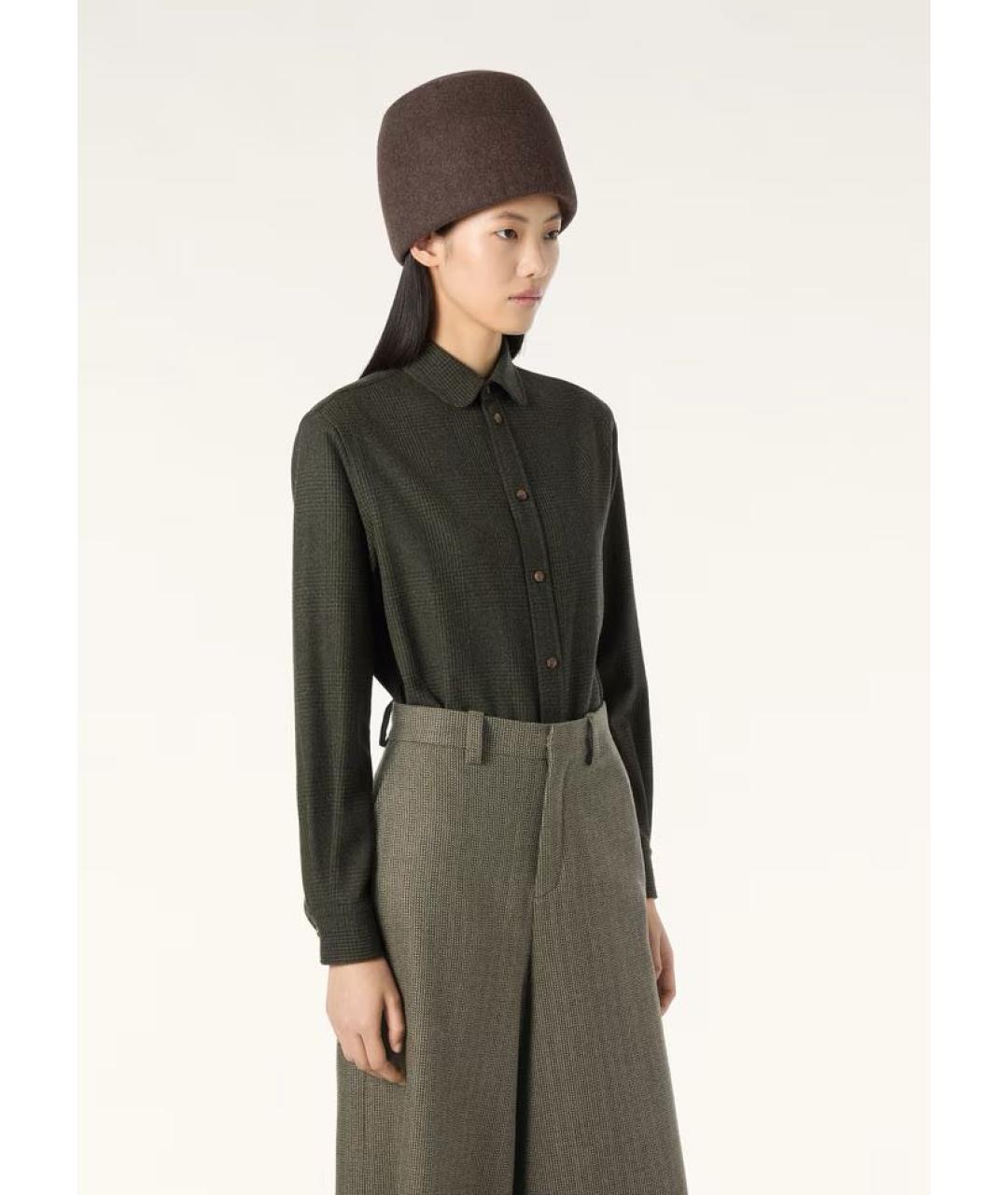 LORO PIANA Хаки шерстяная рубашка, фото 3