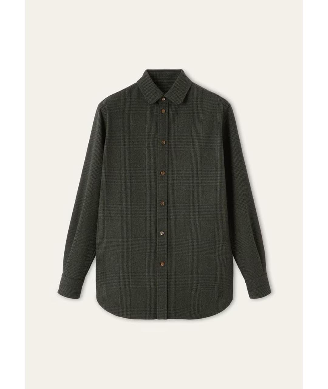 LORO PIANA Хаки шерстяная рубашка, фото 5