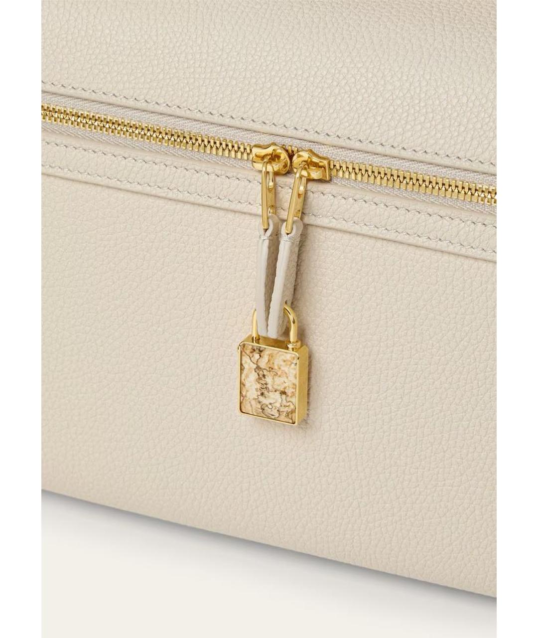 LORO PIANA Бежевая кожаная сумка через плечо, фото 3