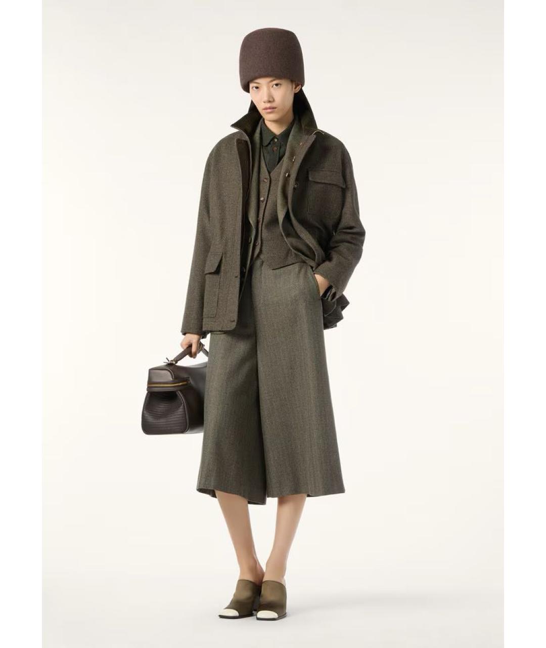 LORO PIANA Хаки шерстяное пальто, фото 2