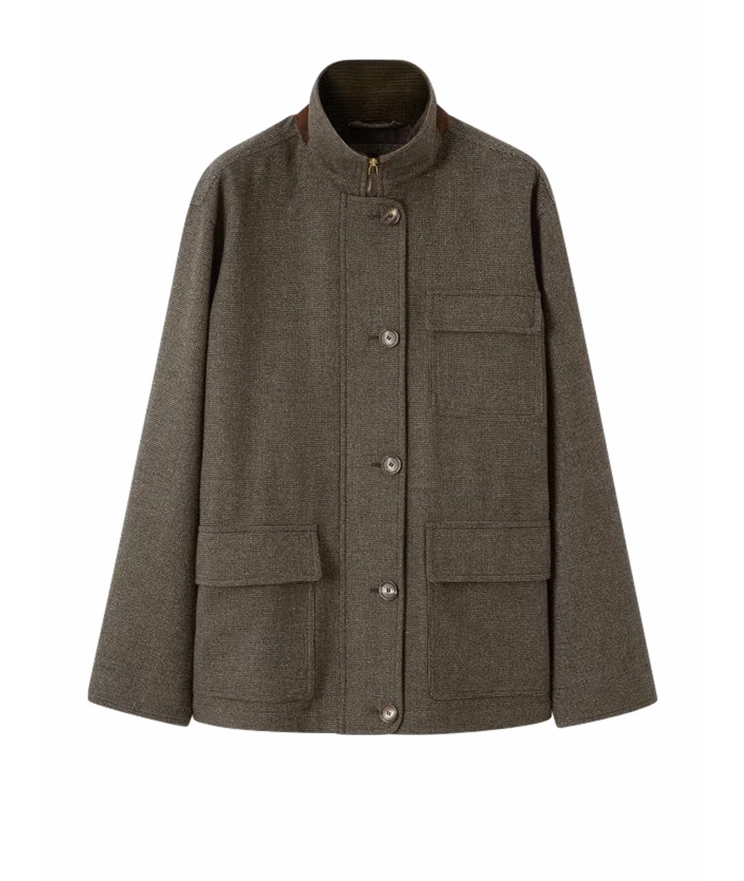 LORO PIANA Хаки шерстяное пальто, фото 1