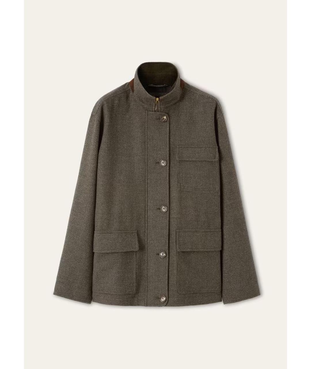 LORO PIANA Хаки шерстяное пальто, фото 5