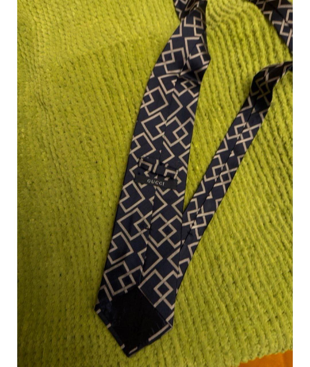 GUCCI Темно-синий шелковый галстук, фото 2