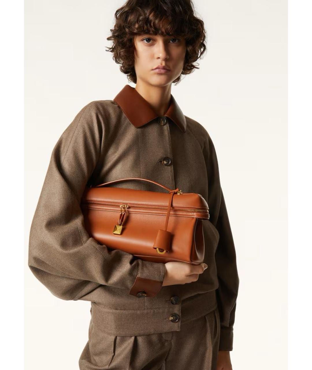 LORO PIANA Оранжевая кожаная сумка через плечо, фото 2