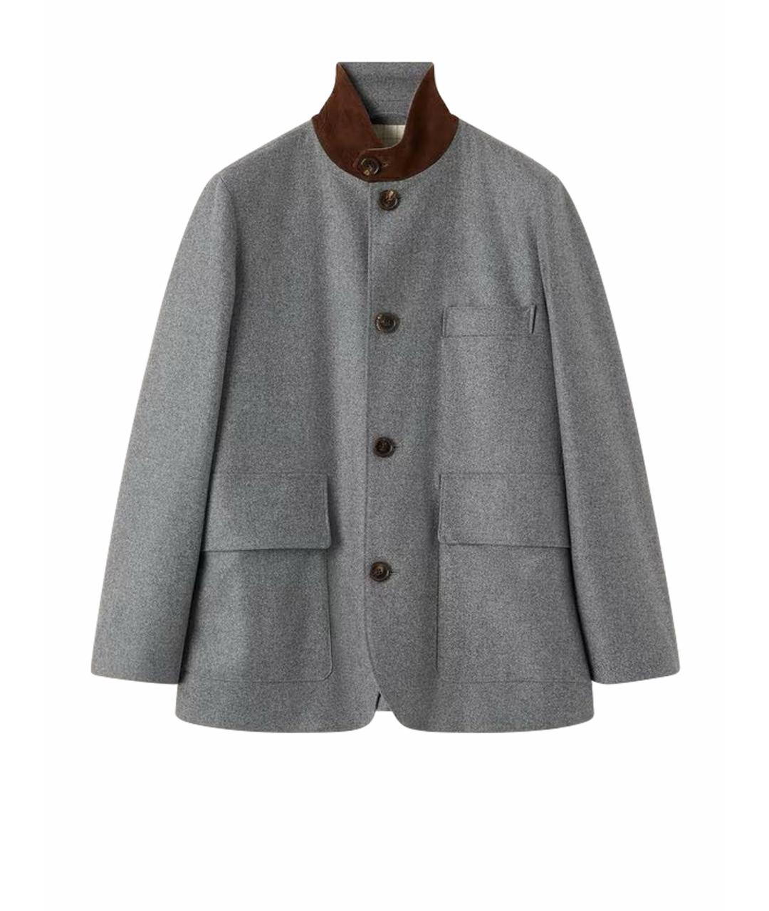 LORO PIANA Серый шерстяной жакет/пиджак, фото 1