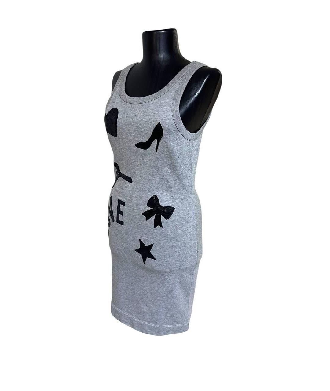 LOVE MOSCHINO Серое хлопковое повседневное платье, фото 6