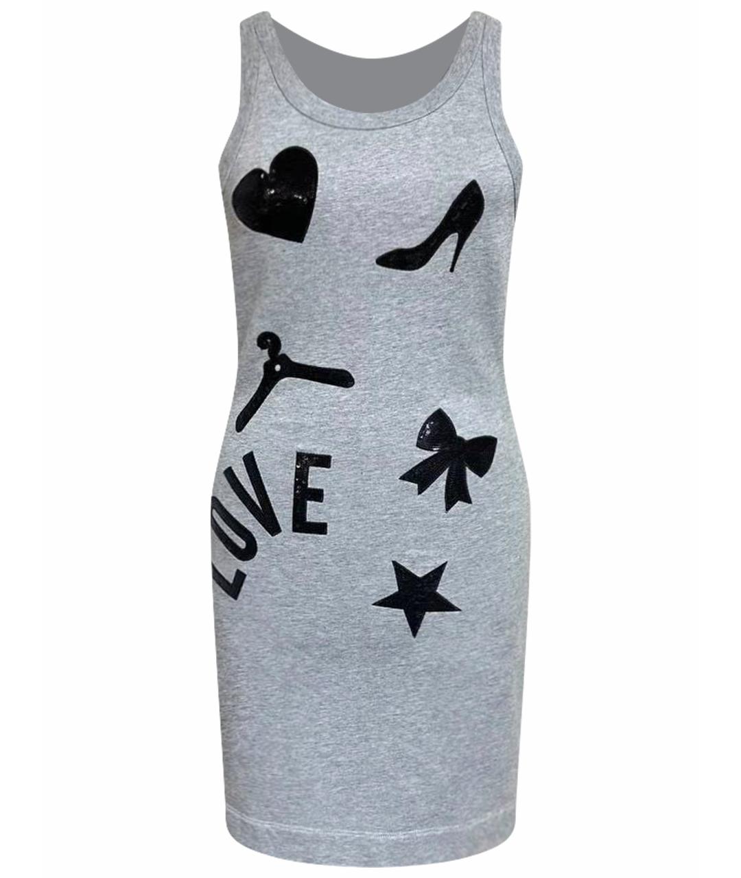 LOVE MOSCHINO Серое хлопковое повседневное платье, фото 1