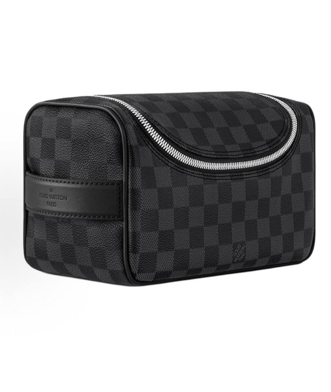 LOUIS VUITTON Черная кожаная барсетка, фото 2