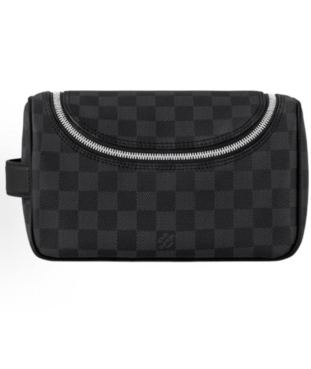 LOUIS VUITTON Черная кожаная барсетка, фото 3