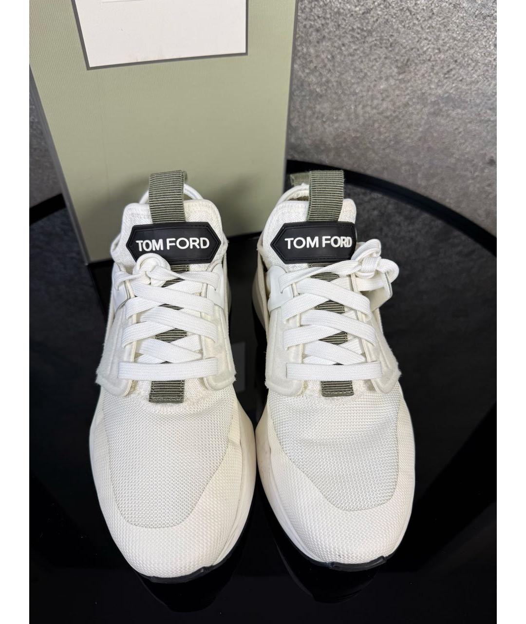 TOM FORD Белые текстильные низкие кроссовки / кеды, фото 2