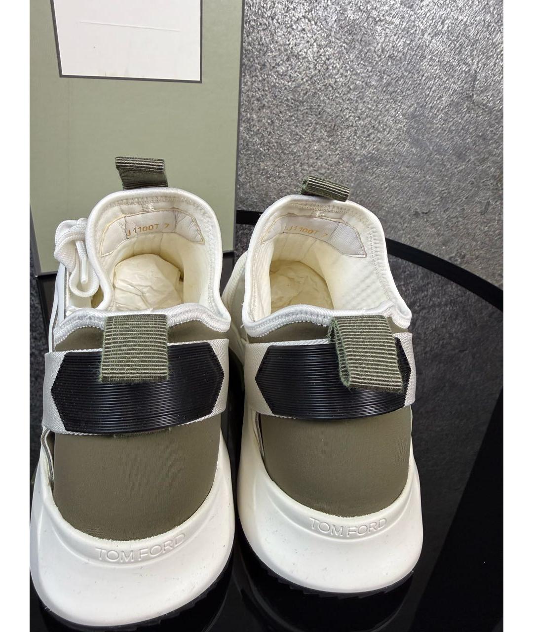 TOM FORD Белые текстильные низкие кроссовки / кеды, фото 4