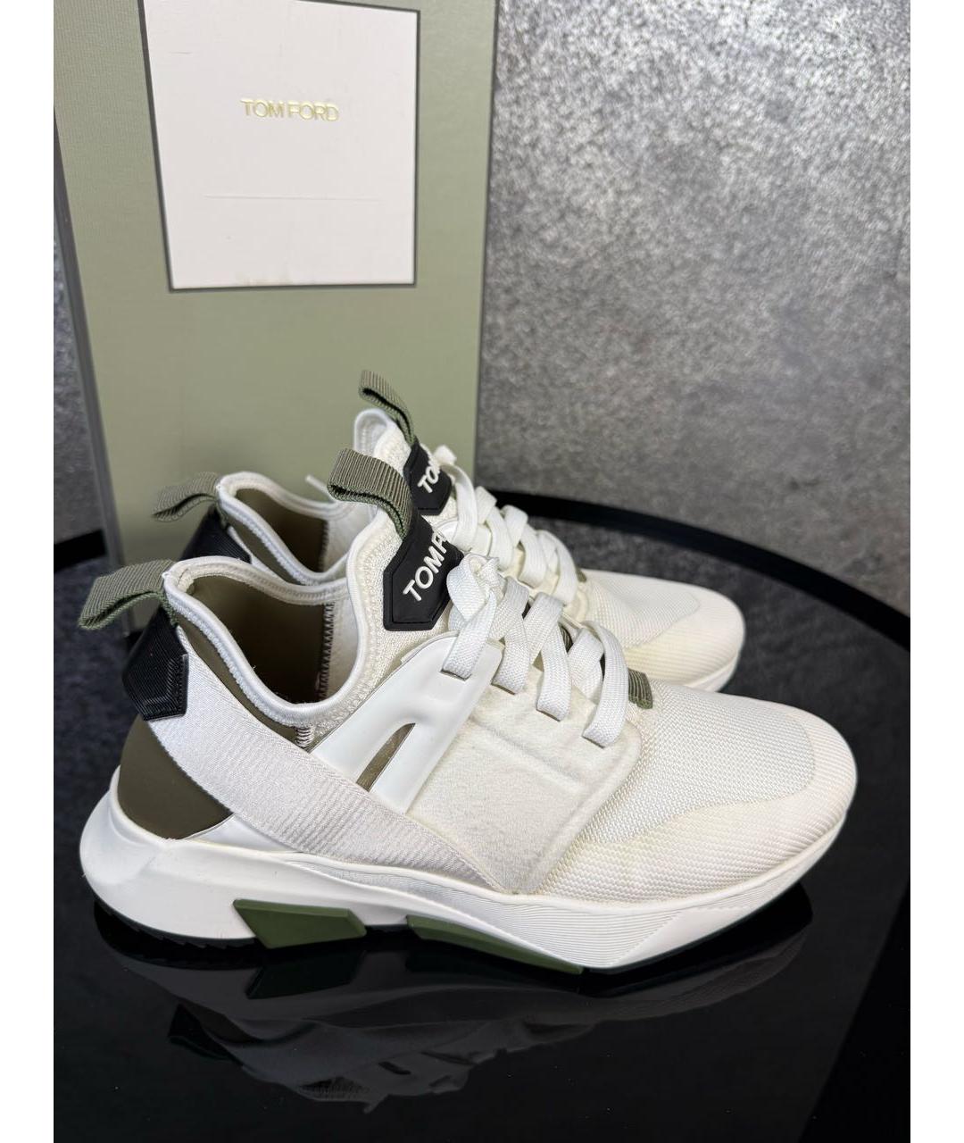 TOM FORD Белые текстильные низкие кроссовки / кеды, фото 5