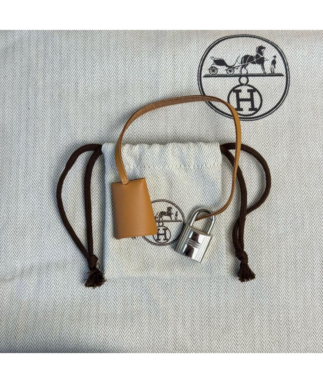 HERMES Коричневая сумка с короткими ручками, фото 7