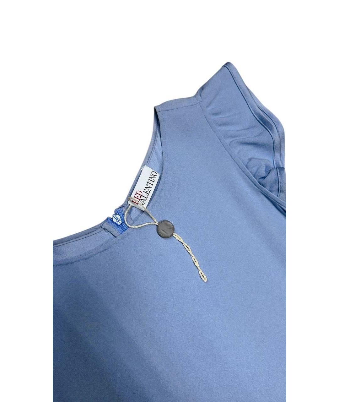 RED VALENTINO Голубое ацетатное повседневное платье, фото 3