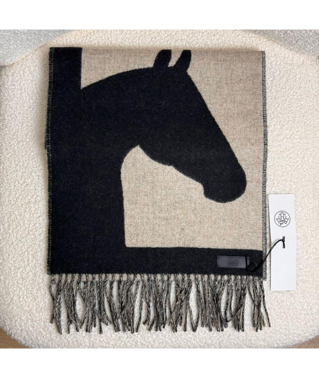 HERMES Бежевый кашемировый шарф, фото 2