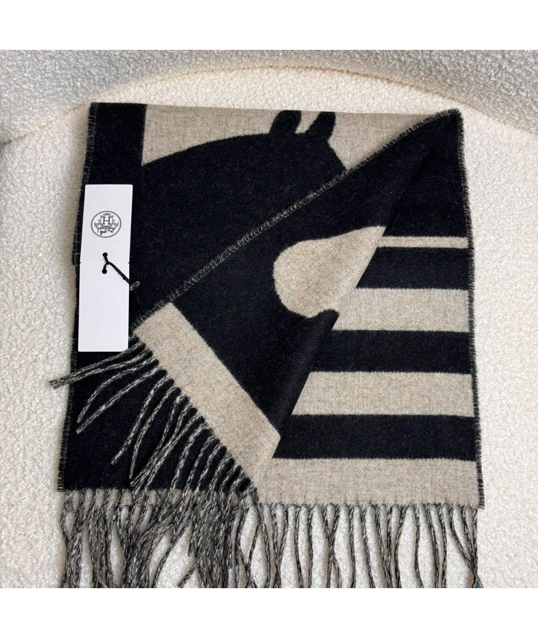 HERMES Бежевый кашемировый шарф, фото 3